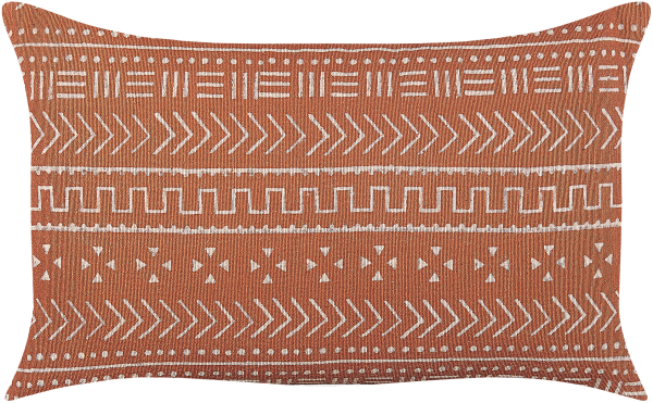 Dekokissen ORLAYA Baumwolle 55 x 35 cm Geometrisches Muster Blockdruck Orange