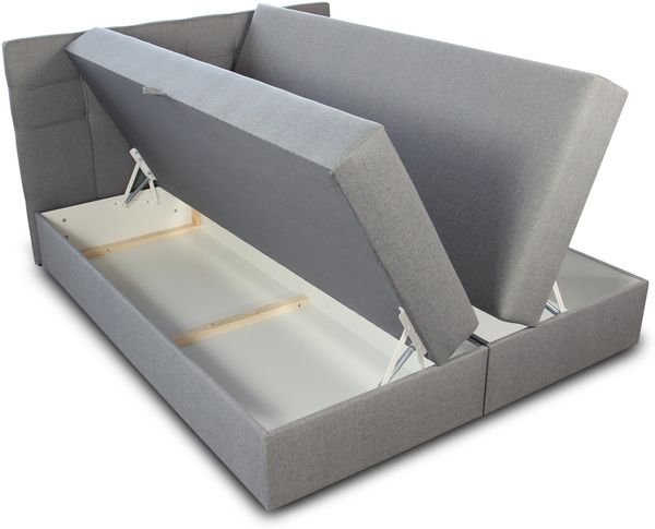 Boxspringbett Best mit 2 Bettkästen, Doppelbett mit Bonell-Matratze und Topper, Polsterbett, Bett (Blau (Vidar 83), 160 x 200 cm) Bild 2