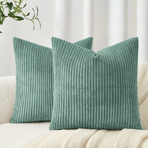 Topfinel Kissenbezug gestreiftes Muster,2er Set Kissenhülle Dekokissen Kissenbezug, Kordsamt 40x40 Sofakissen Couchkissen Zierkissenbezug Dekokissen