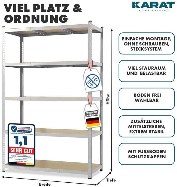 Karat Schwerlastregal Steckregal Lakota, 2er Set, Traglast bis 875 kg, Verschiedene Größen und Farben