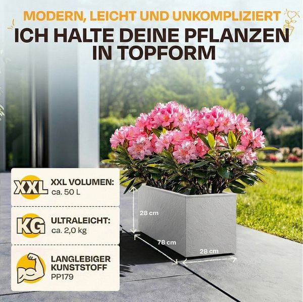 ONDIS24 Pflanzkübel Ondis24 Blumenkübel Vulkano, 50L Blumenkasten (2 St), mit cleverem Wasserspeicher am Boden