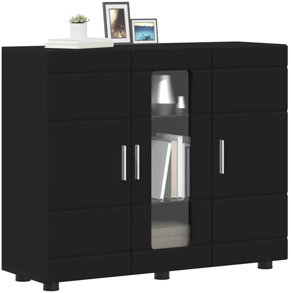 vidaXL Sideboard mit Regal Schwarz 55,5 x 29 x 100 cm Holzwerkstoff 880302 Bild 2