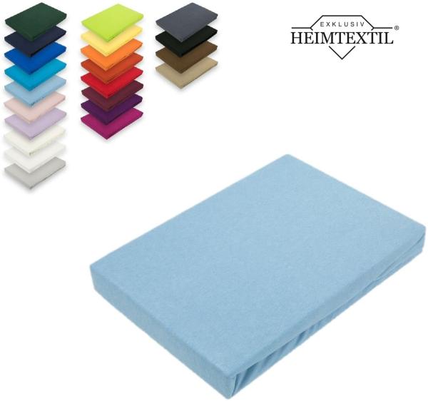 EXKLUSIV HEIMTEXTIL Marke Jersey Spannbettlaken 180 x 200 cm Hellblau 100% Baumwolle Öko - Tex Zertifiziert Bed-Sheet Bettlaken Spannbetttuch Topper Leinentuch