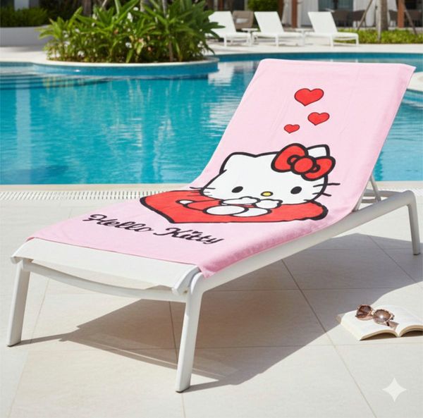 Hello Kitty Strandtuch Hello Kitty Kinder Mikrofaser Strandtuch Badetuch 70x140 cm