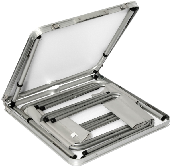 Klappbarer Campingtisch 120x60x70cm mit 4 Falthocker praktisches Kofferformat Bambus Optik Bild 6