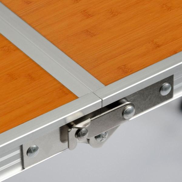 Klappbarer Campingtisch 120x60x70cm mit 4 Falthocker praktisches Kofferformat Bambus Optik Bild 10