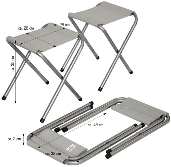 Klappbarer Campingtisch 120x60x70cm mit 4 Falthocker praktisches Kofferformat Bambus Optik Bild 4