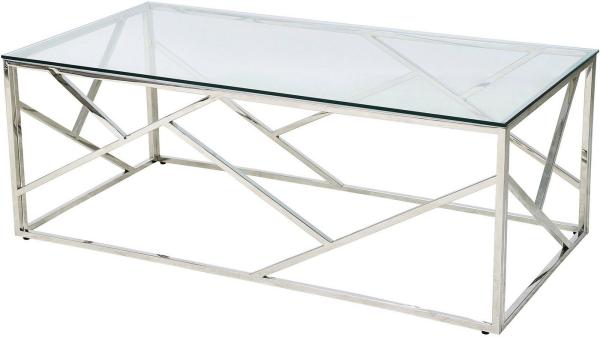 Couchtisch 160 x 60 cm aus Glas mit Designgestell in Silber