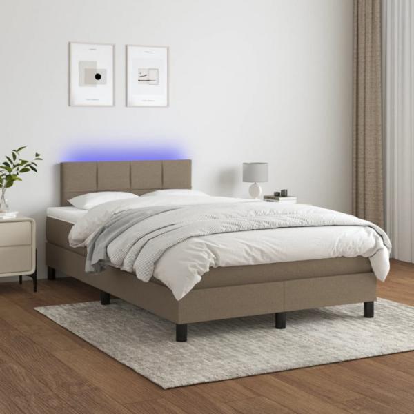 Boxspringbett mit Matratze & LED Stoff Taupe 120 x 200 cm, Härtegrad: H2 [3133145]