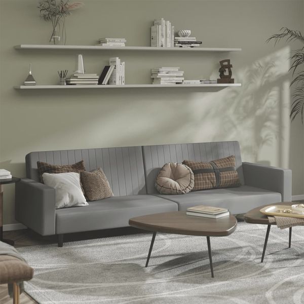 vidaXL Schlafsofa 2-Sitzer Hellgrau Samt 375937