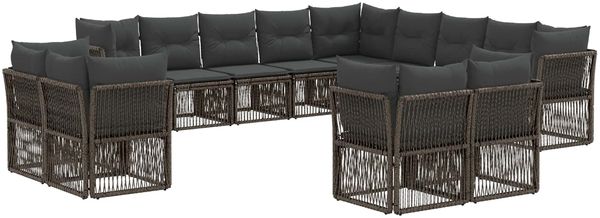 vidaXL Gartensofa-set 13 pcs Grau Poly-Rattan 3434435