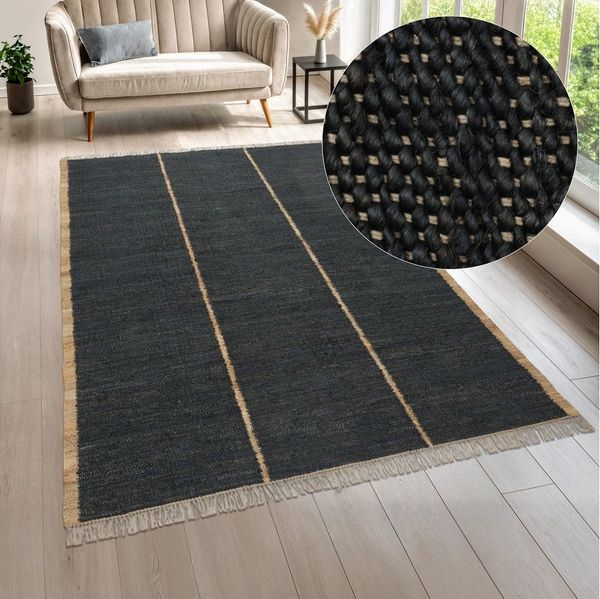 LeGer Home by Lena Gercke Teppich Lenia, handgewebt, Jute, rechteckig, Höhe: 10 mm, mit Fransen, Teppich, Wohnzimmer, Schlafzimmer, Esszimmer