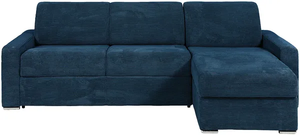 Vente-unique - CALITO Sofa SamtStoff Blau - B 223 cm152 cm x H 85 cm x L 298 cm