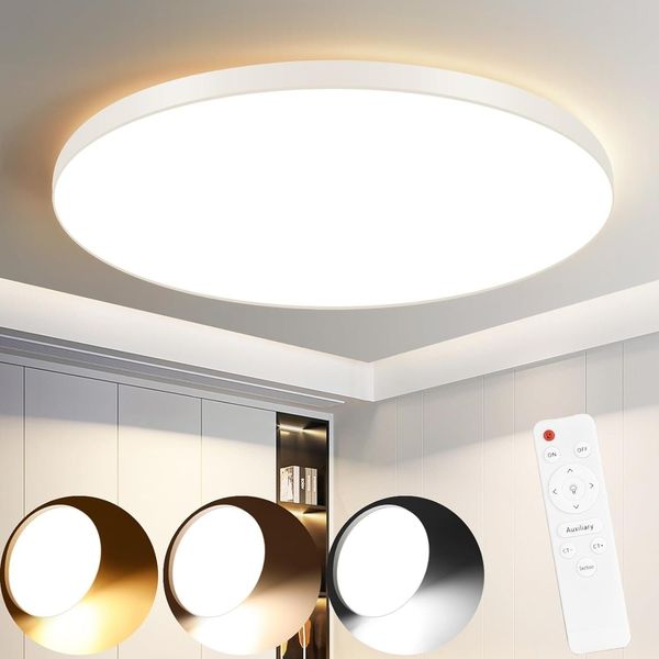 ZMH Deckenlampe LED Deckenleuchte Flach - Schlafzimmerlampe Dimmbar Kellerlampe Badlampe 30W IP44 Küchenlampe Flurlampe Ø28cm Rund Flach Badezimmerlampe mit Fernbedienung Wohnzimmer Bad Büro küche