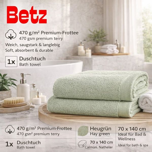 Betz Badetuch 2 Stück Duschtücher Duschtuch Set Größe 70x140 cm, Baumwolle (Set, 2-St)