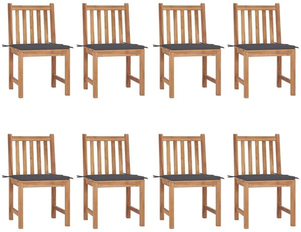 vidaXL Gartenstühle 8 Stk. mit Kissen Massivholz Teak 3073142