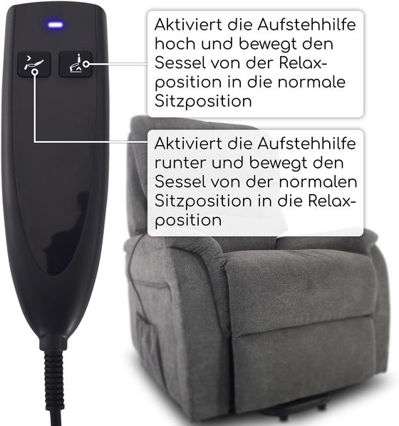 Raburg TV-Sessel Fernsehsessel mit Aufstehhilfe, Relaxsessel mit Liegefunktion, Janik, elektrisch mit Fernbedienung, 1 Motoren, bis 120 kg Bild 6