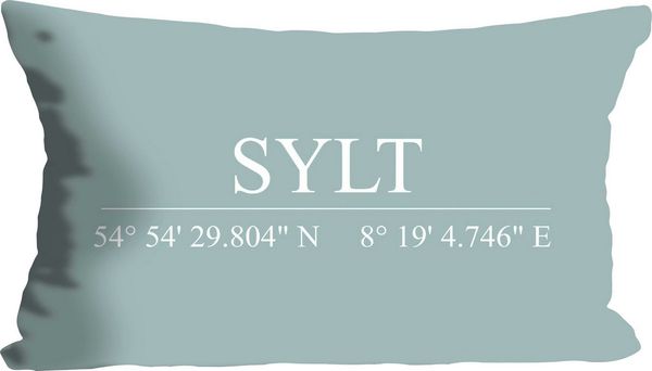 queence Dekokissen Sylt, Kissenhülle,Sylt Schriftzug,Sylt,Koordinaten,Nordsee,Maritim