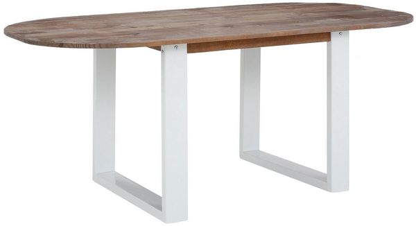 OTTO home Esstisch Lagos, aus schönem massivem Kiefernholz, mit weiß lackierten Metallbeinen