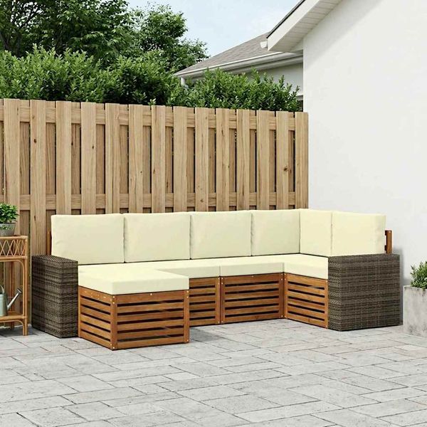 vidaXL Ecksofa Set mit Kissen 6 pcs Natur und Creme 3384576