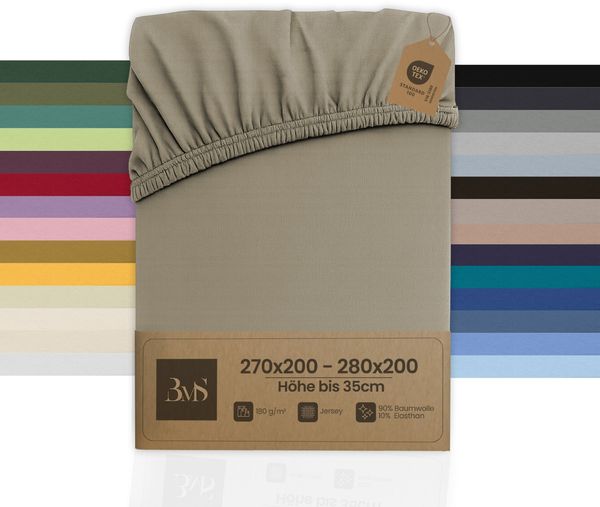 Jersey Spannbettlaken braun (taupe) 270x200 - 280x200 cm Höhe bis 35cm