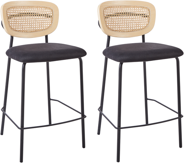 Set mit 2 Barstühlen MAYETTA Rattan Schwarz