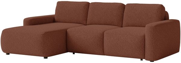 Selsey 'Carnos Mini' Ecksofa mit Schlaffunktion, Ottomane links, Chenille Kupfer