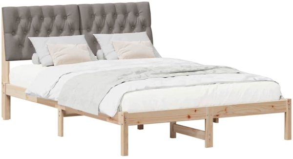 vidaXL Bettgestell mit gepolstertem Kopfteil Braun 135 x 190 cm 878832 Bild 2