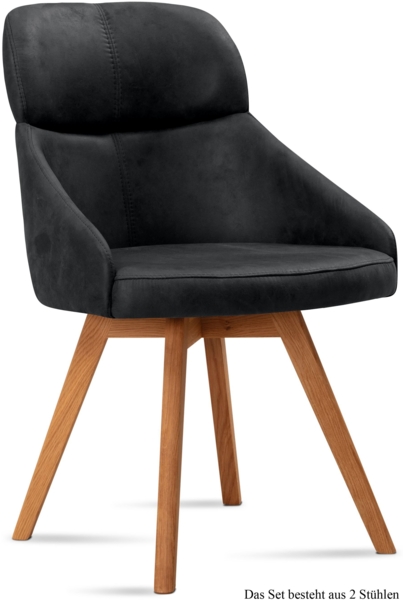 Esszimmerstuhl (2er-Set) Donna 52x82x63 Eiche geölt/Anthrazit
