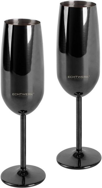 ECHTWERK Champagnerglas, 2-tlg, Edelstahl, Sektglas, Sektkelch, Champagnerkelch, bruchsicher, 250 ml