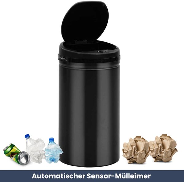 Sensor Mülleimer Küche 50L Schwarz - Automatik Bewegungssensor Klemmring | Smarter Abfalleimer mit Deckel Müllbehälter Kücheneimer Bild 2