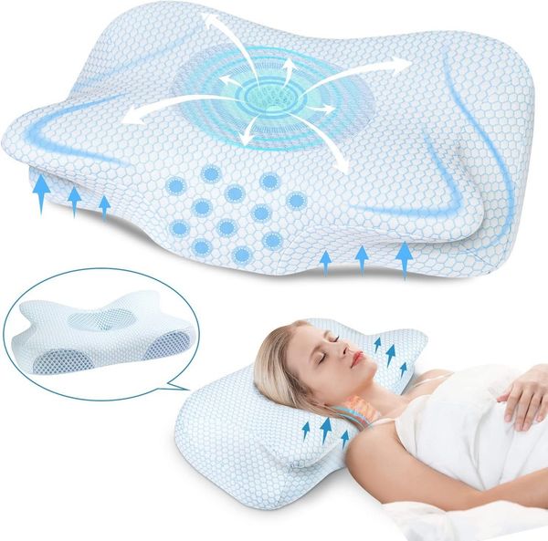 SURFOU Nackenstützkissen Seitenschläferkissen Nackenkissen Ergonomisches kopfkissen Stillkissen, Füllung: 100% Memory Foam, Seitenschläfer, Rückenschläfer, Nackenstützkissen, Anti schnarch, Orthopädisches kissen,Komfortables Nackenstützkissen für Seite...
