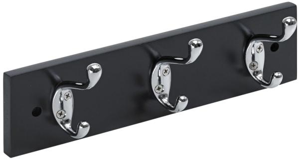 Hettich Garderobenleiste 3 Haken 30,0 x 8,0 x 7,5 cm schwarz