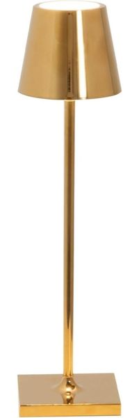 Zafferano, Poldina Micro Lampe mit Glänzendem Gold-Finish, Kabellose, Wiederaufladbare Tischlampe mit Touch Control, Geeignet für den Innenbereich, Dimmer, 2200-3000 K, Höhe 27,5 cm