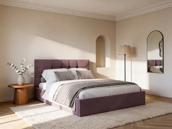 Vente-unique - ELIAVA Bett Stoff Rot - B 213 cm x H 106 cm x L 190 cm