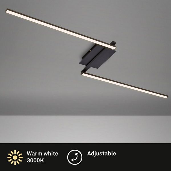 BRILONER - LED Deckenlampe schwenkbar, warmweiße Lichtfarbe, 12 Watt, 1400 Lumen, LED Lampe, LED Deckenleuchte, Wohnzimmerlampe, Schlafzimmerlampe, Küchenlampe, 143,6 x 12 x 6,6 cm, Schwarz