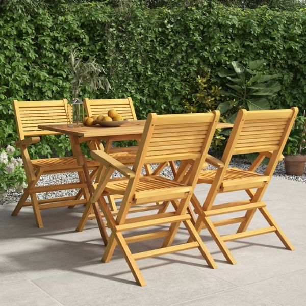 vidaXL 5-tlg. Garten-Essgruppe Massivholz Teak 3155013