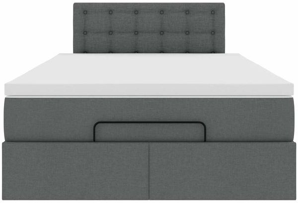 vidaXL Ottomane Bett mit Matratze & LEDs Dunkelgrau 120x190 cm Stoff 3312458 Bild 8