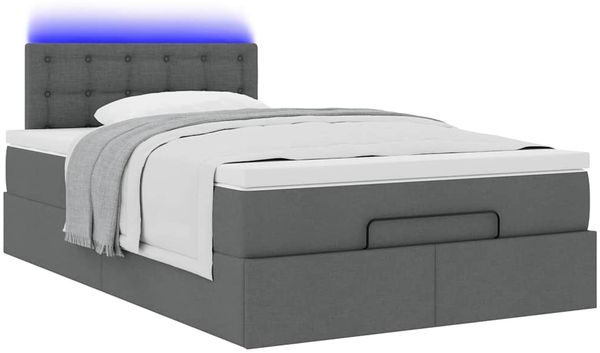 vidaXL Ottomane Bett mit Matratze & LEDs Dunkelgrau 120x190 cm Stoff 3312458 Bild 6