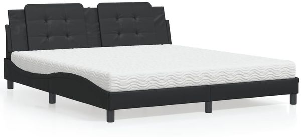 vidaXL Bett mit Matratze "Zadar" Schwarz 180x200 cm Kunstleder 3208880