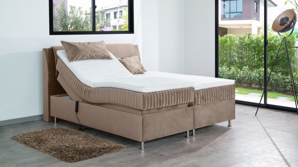 Meisterbetten Boxspringbett Mari 120x200 in VS-Beige, Matratzenbezug Mask, Ergoflex-Topper Bild 4