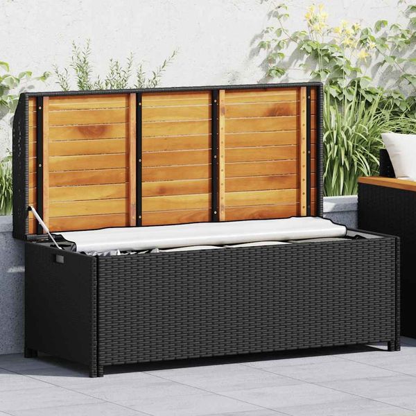 vidaXL Sitzbank mit Stauraum 120 cm Poly Rattan Schwarz 46480