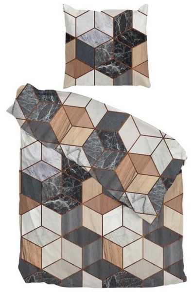 Heckett and Lane Bettwäsche TIMO, 135 x 200 cm, Anthrazit, Braun, Grau, Baumwolle, 2-teilig, mit Reißverschluss, Waschbar bis 60 °C Bild 2