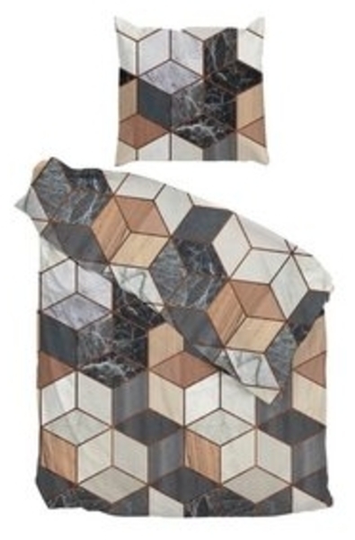 Heckett and Lane Bettwäsche TIMO, 135 x 200 cm, Anthrazit, Braun, Grau, Baumwolle, 2-teilig, mit Reißverschluss, Waschbar bis 60 °C Bild 4