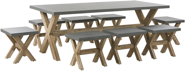 Gartentisch Set OLBIA Beton 200x100x75 cm Grau
