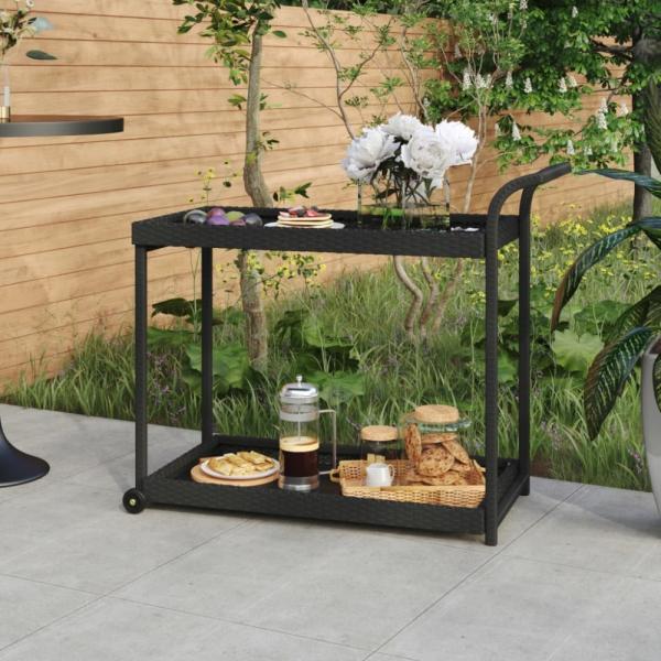 vidaXL Barwagen Schwarz 100x45x83 cm Poly Rattan 316666