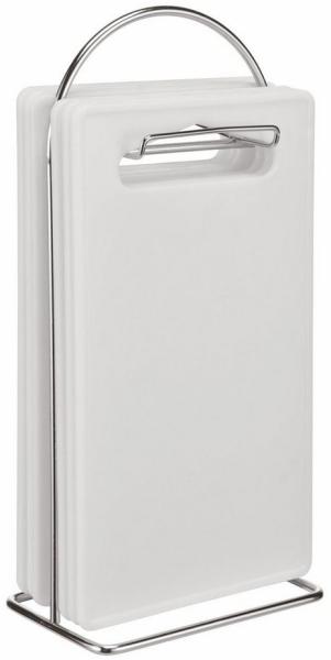 Haushalt International Schneidebrett 7-tlg. Frühstücksbretter + Chromständer