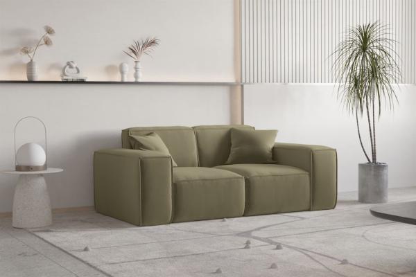 Sofa Designersofa CELES PREMIUM 2-Sitzer in Stoff Opera Velvet Olivgrün