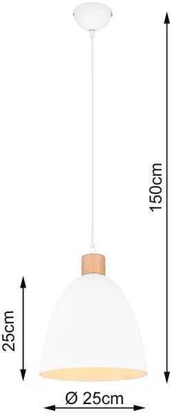 Pendelleuchte JAGGER Lampenschirm Metall/Holz Weiß, Ø 25cm Bild 7