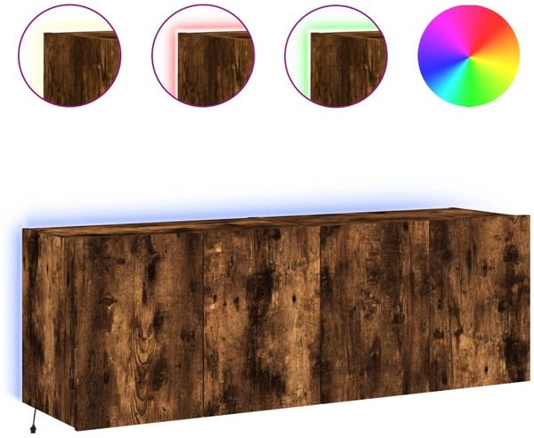 vidaXL TV-Wandschränke mit LED-Leuchten 2 Stk. Räuchereiche 60x35x41cm 837311 Bild 2